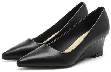 Escarpins à Talons compensés Classiques à Bout Pointu pour Femmes pour Toutes Les Occasions, Chaussures à Enfiler à Talon Bas pour Le Bureau au Quotidien