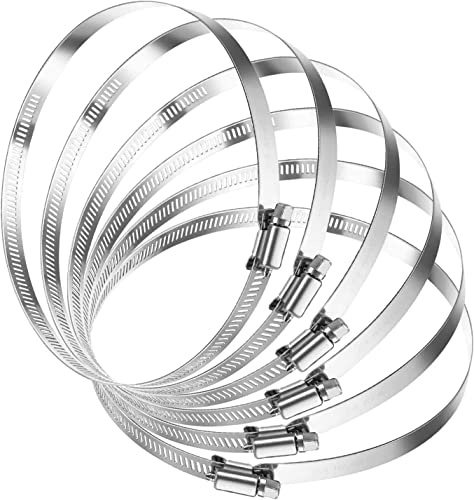 Hose Clamps Stainless Steel,6pcs 304 Stainless Steel Duct Collar Clamps 6 Inch Hose Clips Adjustable 141mm-165mm Hose Clamp Pipe(12mm Wide) (Color : Silver, Size : 270-292mm)