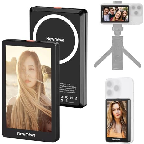 Newmowa Negro Pantalla magnética para Selfie Vlog,grabación inalámbrica 1080P, fotocamera posteriore del telefono per Selfie Vlog TikTok LiveStream,Compatible con iPhone(grabación con Cable 4K 30fps)