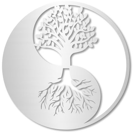 AREDE Metall Wanddekoration Der Baum des Lebens Abstrakte Metallwandkunst für Schlafzimmer, Badezimmer, Wohnzimmer, Zuhause | 69 x 69 cm | Dekoration aus Aluminium verbund | Silber