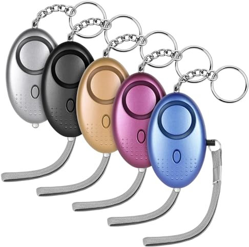 flintronic Persönlicher Alarm, 5 Stück 140 dB Selbstverteidigungsalarm , Taschenalarm Sirene mit LED-Licht und Schlüsselanhänger, für Frauen, Kinder, ältere Menschen, Nachtschicht