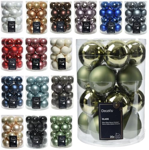 LS-LebenStil 18-20 Glas Weihnachtskugeln 6cm Grün Rosmarin Christbaumkugeln Dekokugel