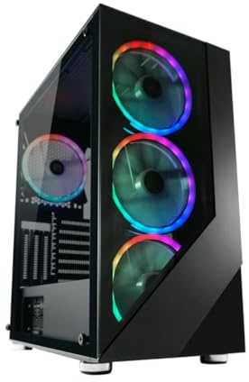 LC-Power Caja para gaming Gaming 803B Shaded_X – ATX Midi Torre ATX, panel frontal de cristal templado tintado, 4 ventiladores RGB, USB 3.0, panel lateral de cristal templado, refrigeración ampliable