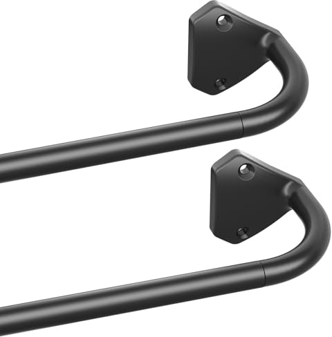 GXOACKJ Black Wrap Around Curtain Rods for Windows 48 to 84 inch,2 Pack 5/8 inch Industrial Telescoping Curtain Rod, Blackout Curtain Rods for Bedroom & Outdoor, Adjustable from 30 to 88 Inches