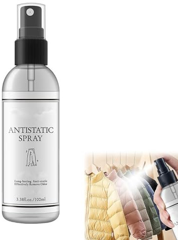Spray Antistatico,Anti Static Spray,Antistatico per Tessuti,per Vestiti e Auto,Vestiti,Tessuti E Automobili,Effetto Anti Statico Rapido,100ml