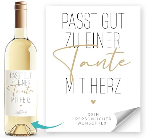 SpecialMe® Weinetiketten Weinflaschenetiketten personalisiert Passt gut zu Wunschtext Flaschenetiketten selbstklebend Wein Geschenk Weiss unisize