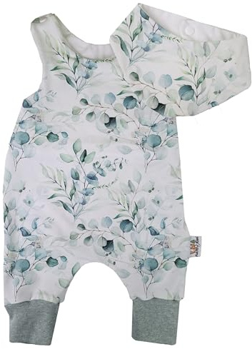 Fuchs & Kiwi Baby Strampler Set mit Halstuch für Neugeborene Jungen & Mädchen - Öko-Tex, Handmade in Berlin - Baby Erstausstattung mit Babylätzchen - (Eukalyptus, Größe 62)