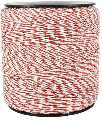 Electric Fence Polywire 500m, 6 Strands Polywire Electric Fence Wire Reel Nylon, Steel Reinforced Conductor with Chuck, Farm Fencing Wire for Livestock, Cattle, Sheep, Horse & Crop Protection