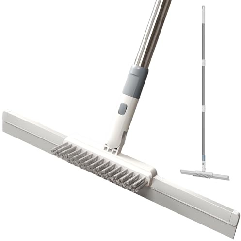 VEGCOO Balai Raclette Sol avec Long Manche, Raclette Sol Exterieur, Poussière Propre, Cheveux Balai Brosse Exterieur, Adapté Au Nettoyage Intérieur Et Extérieur des Sols, Comptoirs, Verre, Miroirs