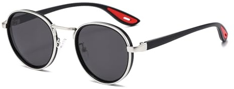 LJCZKA Retro Round Polarized Sunglasses for Men Women Vintage Circle Polarised Sunglasses Trendy Metal Frame Shades Unisex UV400 Protection