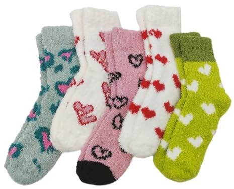 ZHAOCAI Chaussettes douillettes pour femmes 35-38, 5 paires de chaussettes moelleuses Flurry, chaussettespantoufles, chaussettesde couchage, un petit cadeau de Noël spécial.