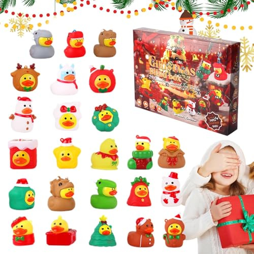 Penlimly Weihnachtskalender Adventskalender | Adventskalender 2025 Weihnachtsenten,24 Tage Mini Sammelfiguren Für Die Ganze Familie Festtagsdekoration