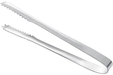 Nikou tjock istång i rostfritt stål, bärbar lättgreppad serveringstång i metall för barkök, iskubstång, 30 cm lång, kraftig, silver