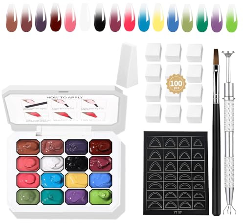 AIJIMEI 16 Ombre gel nail polish, realizing gradual ombregel effect, easy to use, durable, French DIY nail polish, suitable for nail lovers gelombre. (set2)