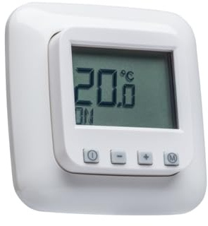 Halmburger digital Raumthermostat ERD-1Urg, großes Display inkl. Busch Jäger Reflex SI 1-Fach Rahmen 2511-214, alpinweiß Glanz für Fußbodenheizung Stellantriebe 230V stromlos geschlossen (NC)