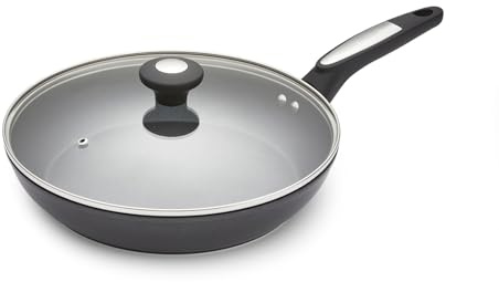 Morphy Richards Lidded Frying Pan, Forged Aluminium Black Ceramica, 28cm, Non Stick Coating, Soft Touch Handles, Suitable for All Hobs, Black, 850700
