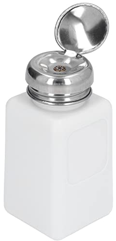 Hyuduo ESD Safe Dispenser Bottle Anti Static Square Liquid Dispenser 200ml Press Type Solvent Bottle with Stainless Steel Lid for Acetone IPA Oil Solvents (White)