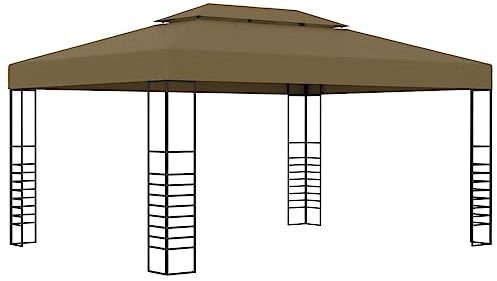 Tonnelle 3 x 4 m taupe 180 g/m² avec toit ventilé, construction en acier robuste, idéale pour le jardin, la terrasse, les réunions de famille et les barbecues