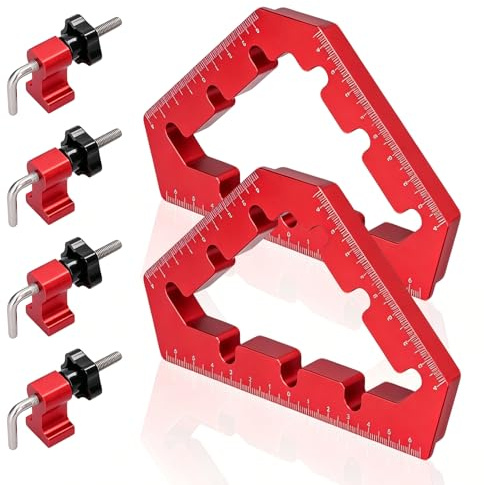45/90 grados ángulo abrazadera ángulo de posicionamiento, carpintería ángulo recto fijación 45 ° 90 ° aleación de aluminio posicionamiento cuadrado métrico 0-12 cm abrazaderas de ángulo recto
