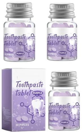 Solida tandkrämstabletter for djuprengöring, tandfläcksborttagning och emaljskydd, friskt andetag med kamomill och xylitol - Bärbar munvård(3pcs)