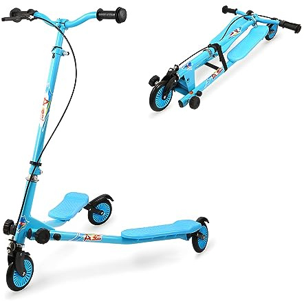 AODI Kids Swing Scooter, 3 Wheels Drifting Scooter/Wiggle Scooters with Adjustable Height & Foldable for Boys/Girl/Ages 5-12 Years