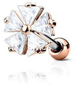Tapsi´s Coolbodyart® Ohr Cartilage Tragus Barbell Edelstahl Chirurgenstahl 316L Roségold Zirkonia 5 Stck. Triangel Dreiecke