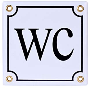 Sosenco WC Toilette Plaque de Porte - Panneau Plaque emaillée WC 12x12 cm - Décoration de Maison WC Décor Vintage Bar Café Pub - Décoration de porte - Plaque de Porte pour les Lieux - Panneau de WC