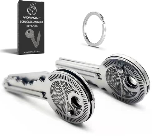 YOWOLF Schlüsselmesser 2PCS,Klappmesser Schlüsselanhänger Schlüssel Kleines Taschenmesser Brieföffner in Schlüsselform Paketmesser aus Edelstahl Key Knife Schlüsselbund Messer für Outdoor