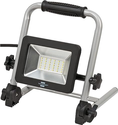 Brennenstuhl LED Work Light EL 2053 M/Job Site Light 30W for Indoor and Outdoor Use IP65 (Portable Floodlight 2700lm with 1,5m Cable and Foldable Frame, IK08)
