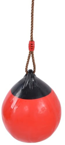 Buoy Ball Swing, 29cm/11.4in Red Small Inflatable Ball Swing Seat with Hanging Rope Chain, High Strength, Strong Toughness Playthings Hanging Swings Backyard Play Set for Indoor Outdoor Garden Park