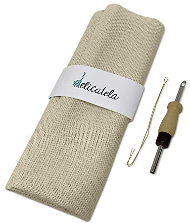DELICATELA Punch Needle Magic Stickerei-Set | Monks-Stoff 38 cm x 38 cm und Nadel mit Nadel oder russischer Stickerei | Zwei Größen zur Auswahl