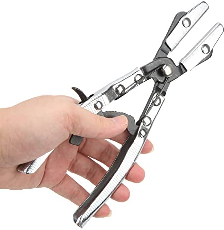 Hose Clamp Pliers Hose Pinch Off Plier Ratcheting Jaws Swiveling Universal for Cleaning Machine Drains, Auto Hoses, Radiator Pipes, Brake Pipes, Coolant Pipes(8 inches)