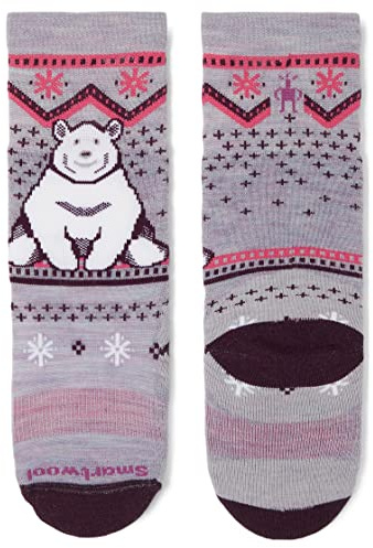 Smartwool, Kids' Wintersport Full Cushion Polar Bear Pattern OTC Socks, Purple Eclipse, L