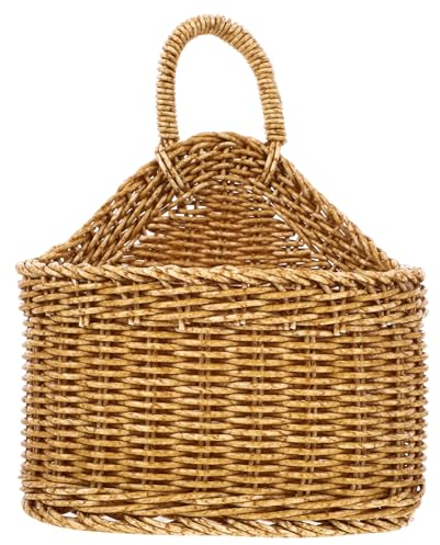 Cabilock Geflochtener Aufbewahrungskorb Für Küche Hängender Korb Aus Robustem Praktischer Wandkorb Für Ingwer Und Knoblauch Dekorativ Im Ländlichen Stil