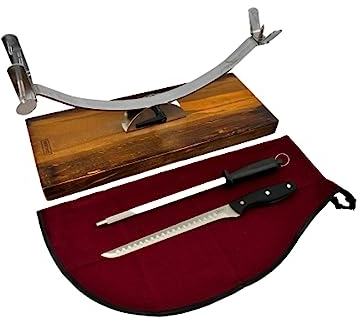 NERTHUS FIH 1221 schwenken schinkenhalter, Edelstahl Holz, Burgunderrot