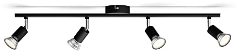 PHILIPS Limbali 4-er Deckenspots (50 W), praktische Deckenleuchte mit vier flexiblen Spots, GU10 Leuchte ohne Leuchtmittel, schwarz