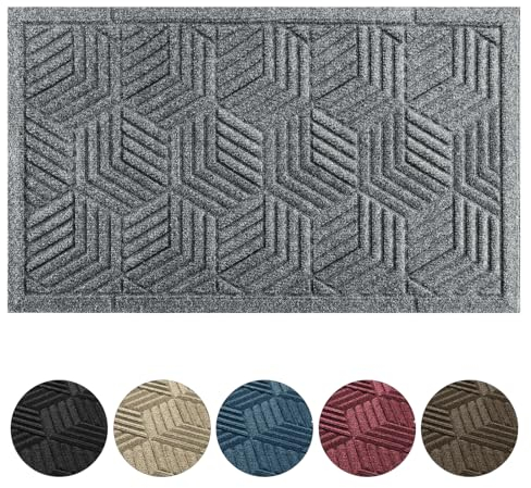 Yimobra Fußmatten - Schmutzfangmatten für Innen und Außen, rutschfest, waschbar & wetterfest für Eingangs- und Außenbereich, 75 x 43 cm, Schwarz Grau
