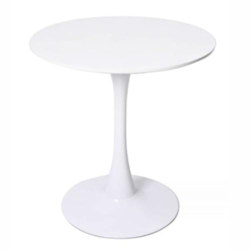 JHAISMAO Mitte des Jahrhunderts Rund Esstisch Für 2-4 Personen Hölzernes Küche Tisch Mit MDF-Platte Und Metallsockel Für Esszimmer Wohnbereich Restaurant(Size:70cm,Color:Weiß)