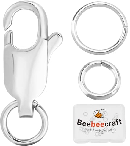 Beebeecraft 1 caja de 6 cierres de Pinza de Langosta de Latón Chapado En Platino Collar Pulsera Joyería Cierres de Plata con Anillos de Salto para Hacer Joyas Collar Pulsera Bricolaje (12.(118) in)
