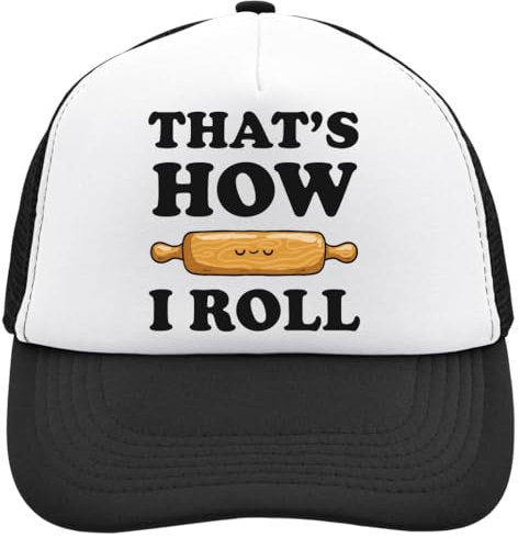 Functon+ That's How I Roll Casquette de camionneur réglable en maille avec dos en maille Casu Blanc, Noir , Taille unique