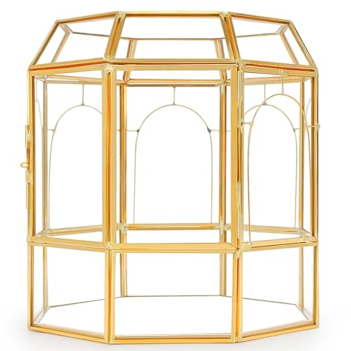 REDHUGO Großes Glas-Terrarium, handgefertigt, Tafelaufsatz, Präsentationsbox, Geschenk, Pflanzgefäß, Innen-Terrarien, Haus für Sukkulenten, Kakteen, Luftpflanzen, Miniatur-Feengarten