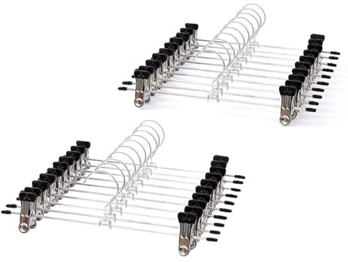 ZOCONE 20 Pièces 28 cm Cintres Pinces, Cintre pour Pantalon avec Antidérapants Clips, Cintre Jupe Réglables, Cintres Porte-Pantalons Métal Crochet Pivotant à 360°pour Antalons