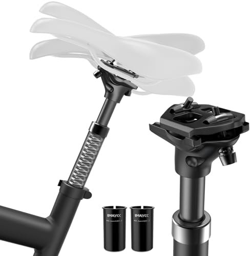 IMAYCC Sattelstütze Gefedert, Hochwertig Gefederte Sattelstütze [Ø27,2 / 30,9 / 31,6], Federsattelstütze mit 2 Distanzhülsen, Komfortables Fahrerlebnis,Leicht und Verstellbar,Passend für jedes Fahrrad