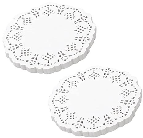 VENOAL Spitzendeckchen, Papier, 200 Stück, 11,4 cm, dekorative runde Tischsets, Einlagen für Kuchen, Desserts, gebackene Leckereien, Geschirr