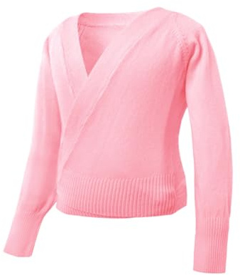 Chaqueta de Danza Ballet Suéter envolvente for niña, Top de baile, cárdigan de punto de manga larga grueso y cálido for bailarina, vestido for niños, ropa básica de entrenamiento de clase, rosa(Pink,1