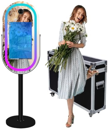 Cabine photo reflex numérique portable pour appareil photo, écran tactile, cabine photo de 54,6 cm pour fêtes, location de mariage (machine noire)