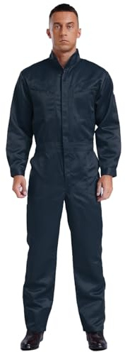 ranrann Arbeitsoverall Herren Baumwolle Overall Jumpsuit Arbeitsanzug mit Stehkragen Zipper Schutzanzug Werkstatt Garten Bauarbeiten Arbeitskleidung