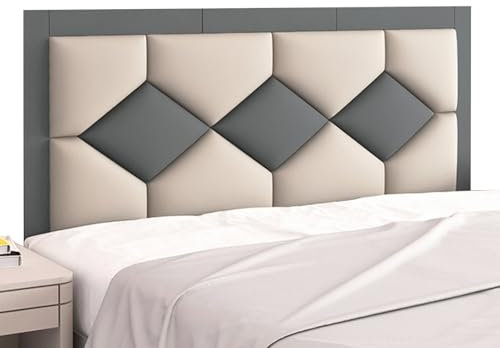 GOCHUSX 3D Selbstklebend Wandpolsterung, Abziehen Und Aufkleben Gepolstert Kopfteil Wandplatte, Softpack-Wandpaneele Aus Leder Für Schlafzimmer, Spielzimmer(Dark Gray+beige,150x60cm)