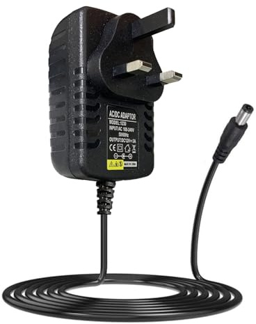 12V 3A Power Adapter, AC 100-240V to DC 12V Power Supply UK Plug, 5.5mm x 2.1mm Jack, Cable Adapter Wall Charger for Home and Office Use, LED Strip Lights, Garden Cameras, Router, ADSL Cats, and More
