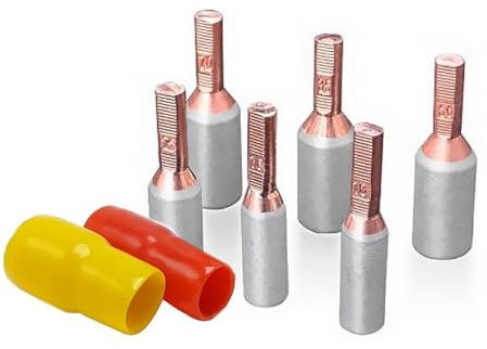 VWWJCCRO Meter Box Pin Terminal Copper-Aluminum Wire Cable Lugs Connector GTLA-10/16/25/35/50mm2 with Insulation Sheath(GTLA-25mm2,20Pcs)